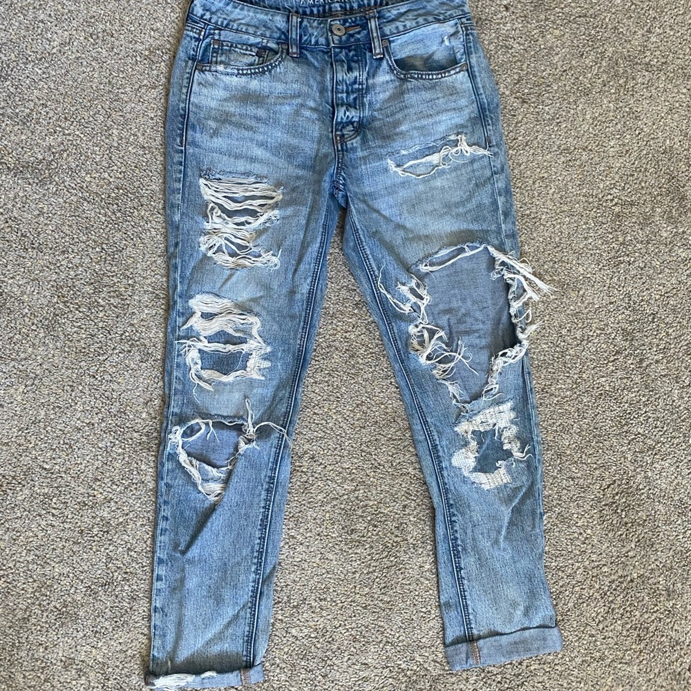 Distressed Blue Denim Jeans